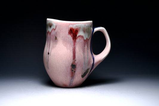 12oz Altered Red Drips Porcelain Mug (4in tall x 3in diameter)