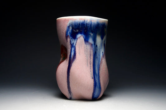 12oz Altered Red Drips Porcelain Mug (4in tall x 3in diameter)