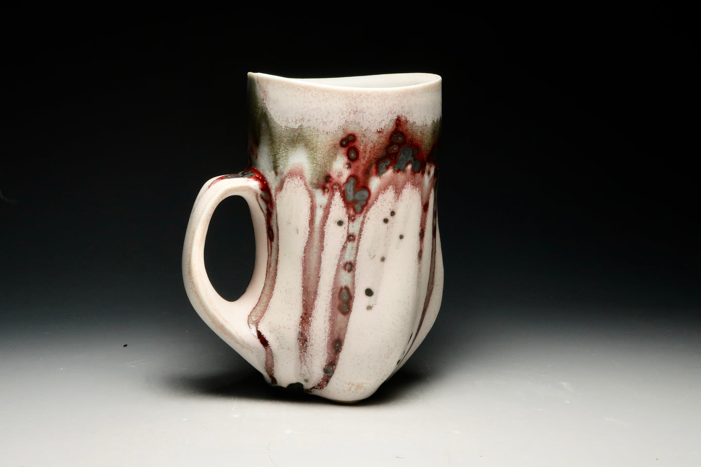 10oz Dreamy Drippy Porcelain Mug - Thrown, Altered and Gas Fired