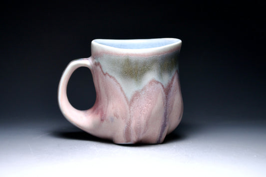9oz Altered Red Drips Porcelain Mug (3in tall x 3.5in diameter)