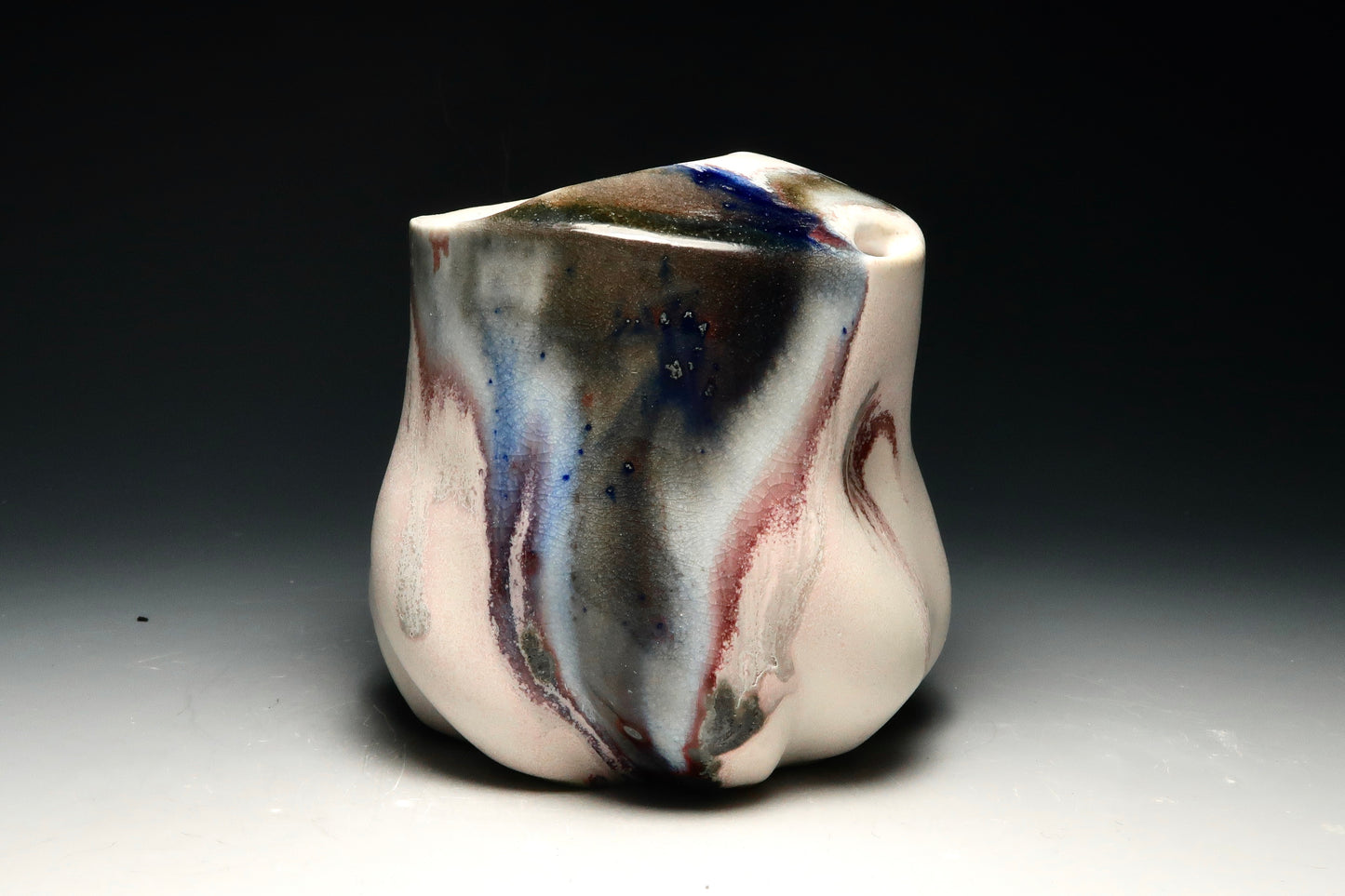 9oz Chubby TRAVEL MUG! Altered and Gas Fired Porcelain Mug with Mouthpiece