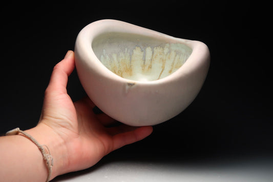 Hollow Rim Soft Porcelain Bowl (4.5in tall x 6.5in diameter)