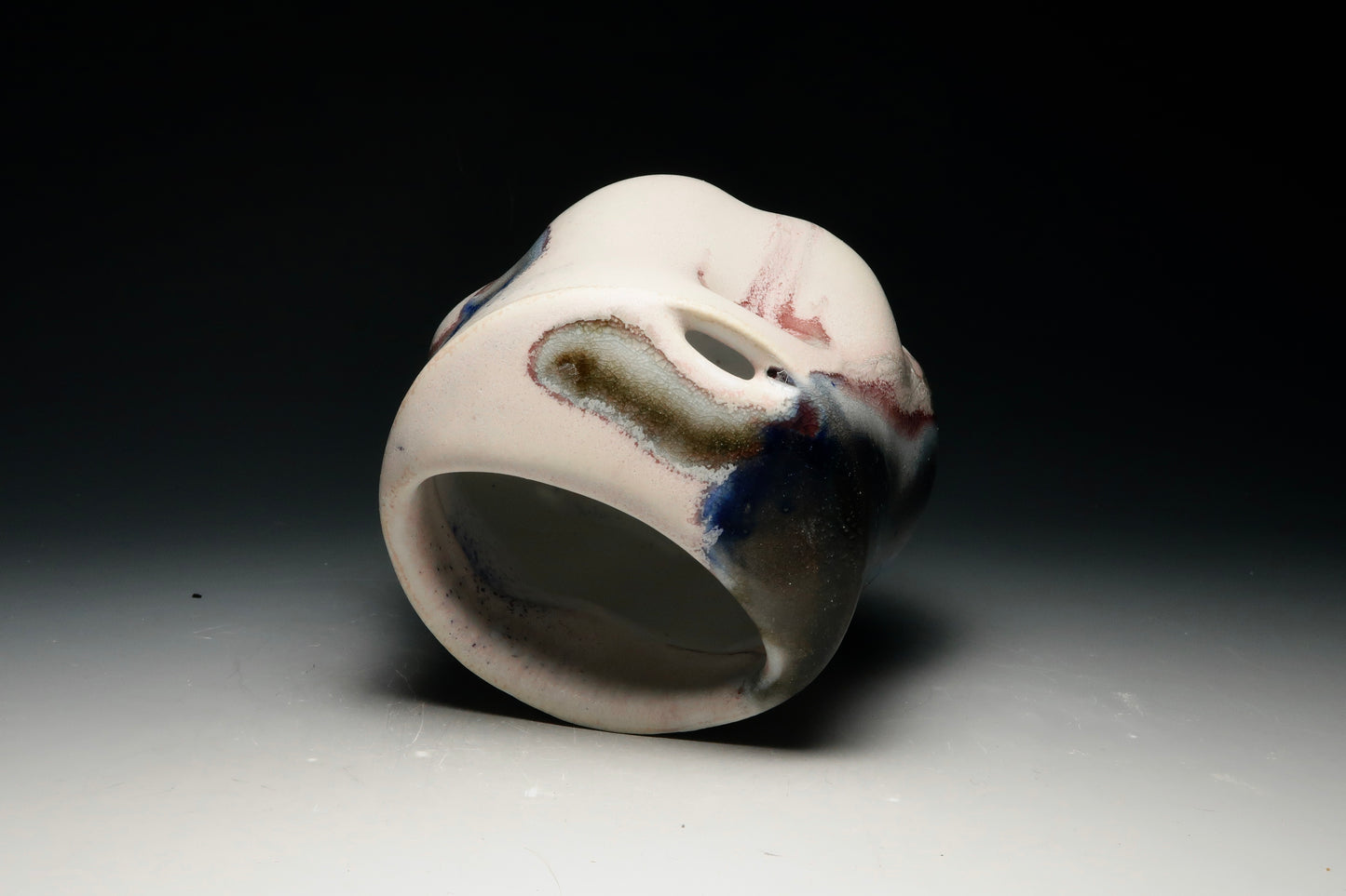 9oz Chubby TRAVEL MUG! Altered and Gas Fired Porcelain Mug with Mouthpiece