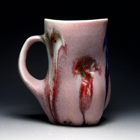 12oz Altered Red Drips Porcelain Mug (4in tall x 3in diameter)