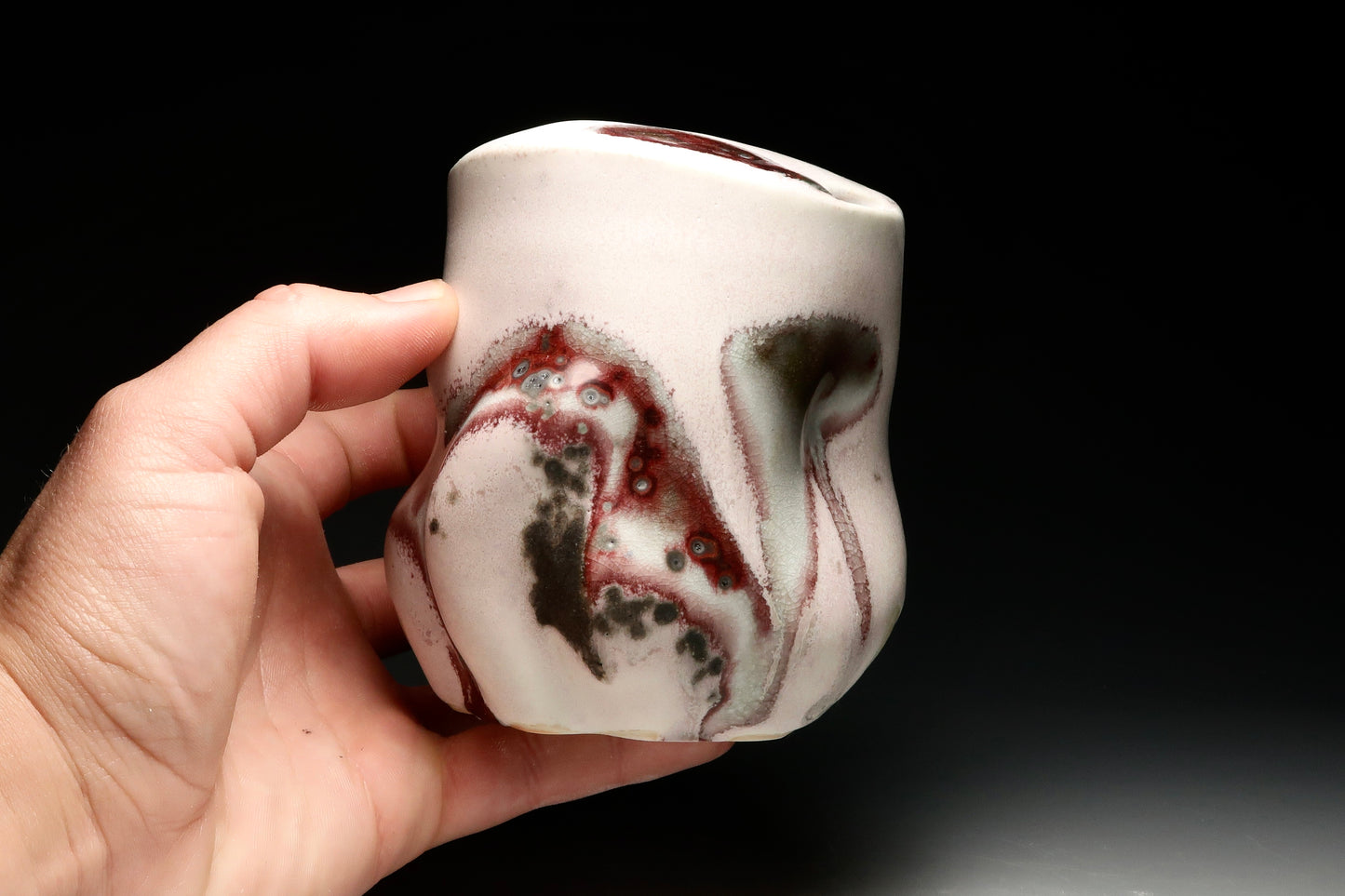 10oz TRAVEL MUG! Altered and Gas Fired Porcelain Mug with Mouthpiece