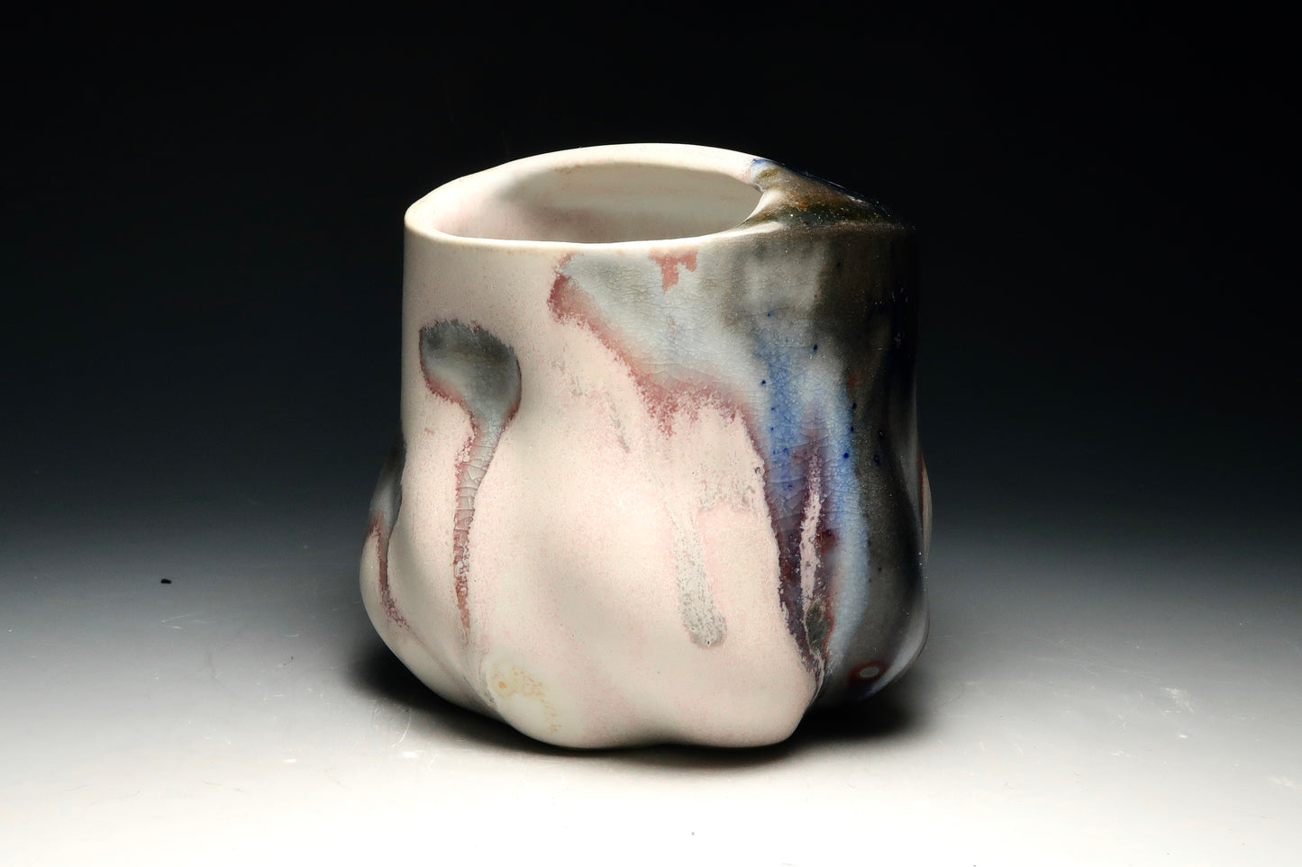9oz Chubby TRAVEL MUG! Altered and Gas Fired Porcelain Mug with Mouthpiece