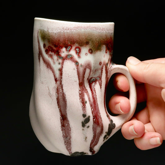 10oz Dreamy Drippy Porcelain Mug - Thrown, Altered and Gas Fired