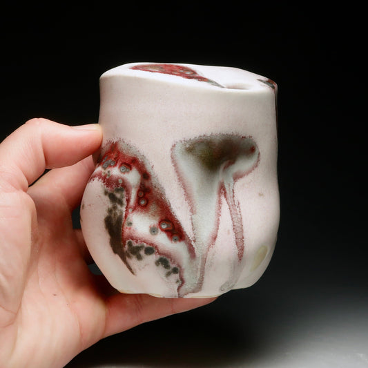 10oz TRAVEL MUG! Altered and Gas Fired Porcelain Mug with Mouthpiece