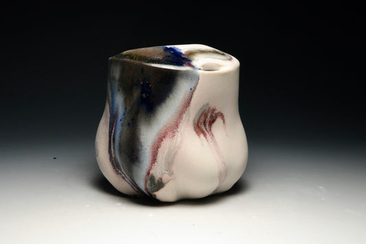 9oz Chubby TRAVEL MUG! Altered and Gas Fired Porcelain Mug with Mouthpiece