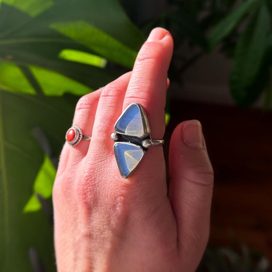 Sterling Silver Triangle Opalite Ring Size 7